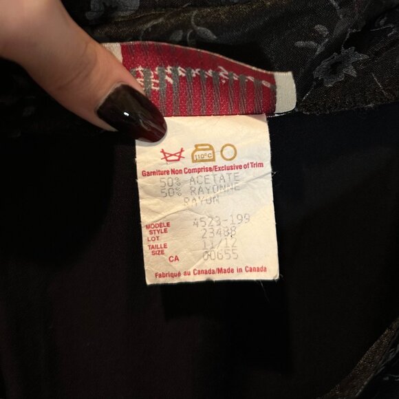 Vintage 90s Black Floral Satin Maxi Skirt - Picture 6 of 6